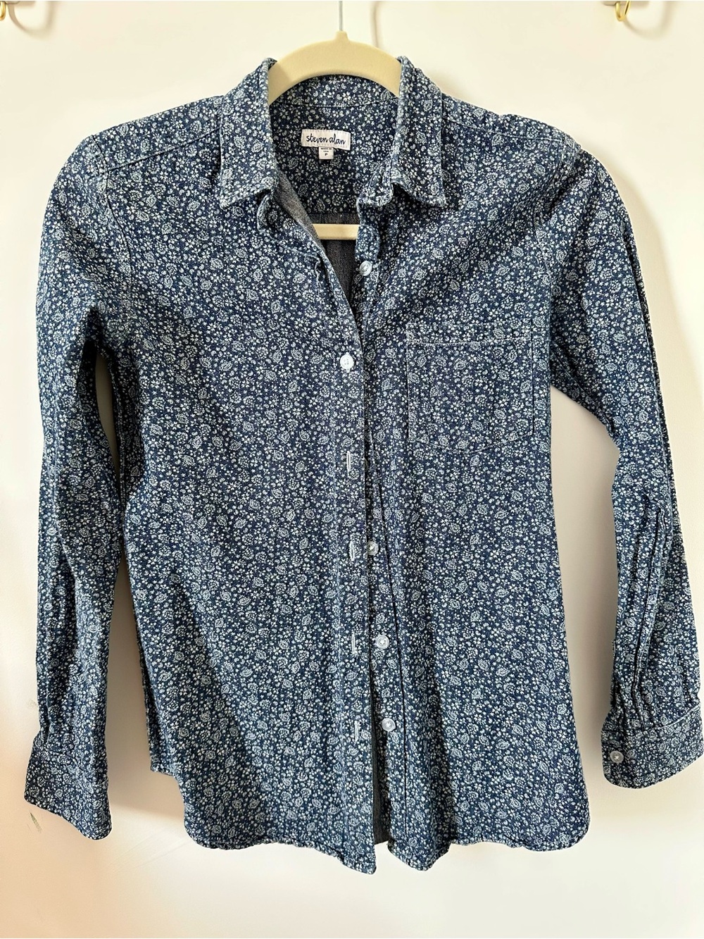 Steven Alan Floral Chambray Reverse Seam Shirt